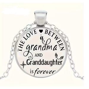Grandma Granddaughter Round Silver Pendant Necklace Love Forever Charm Adjstble